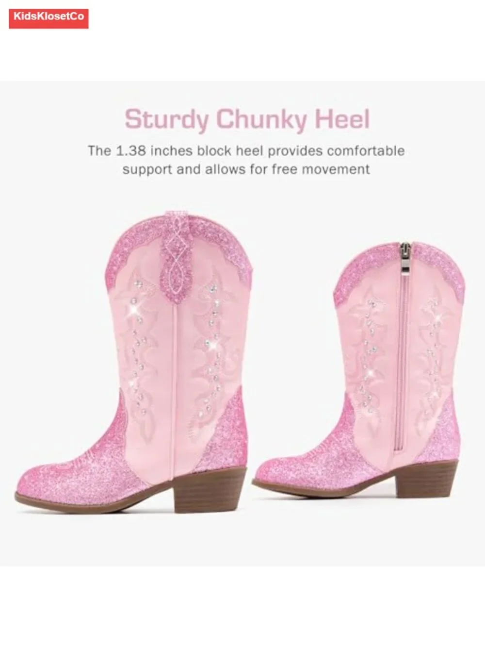 Cowgirl Boots Rhinestone Sparkly Toddler Dress Boots Pointed Toe Mid Calf